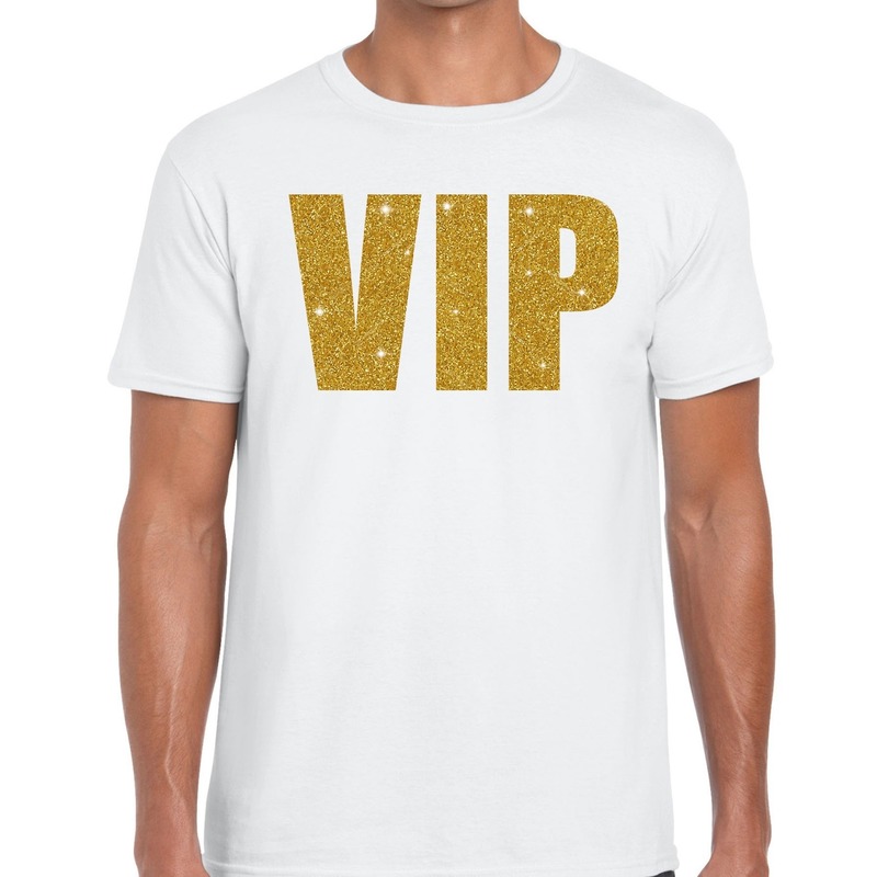 VIP goud glitter tekst t-shirt wit heren Top Merken Winkel